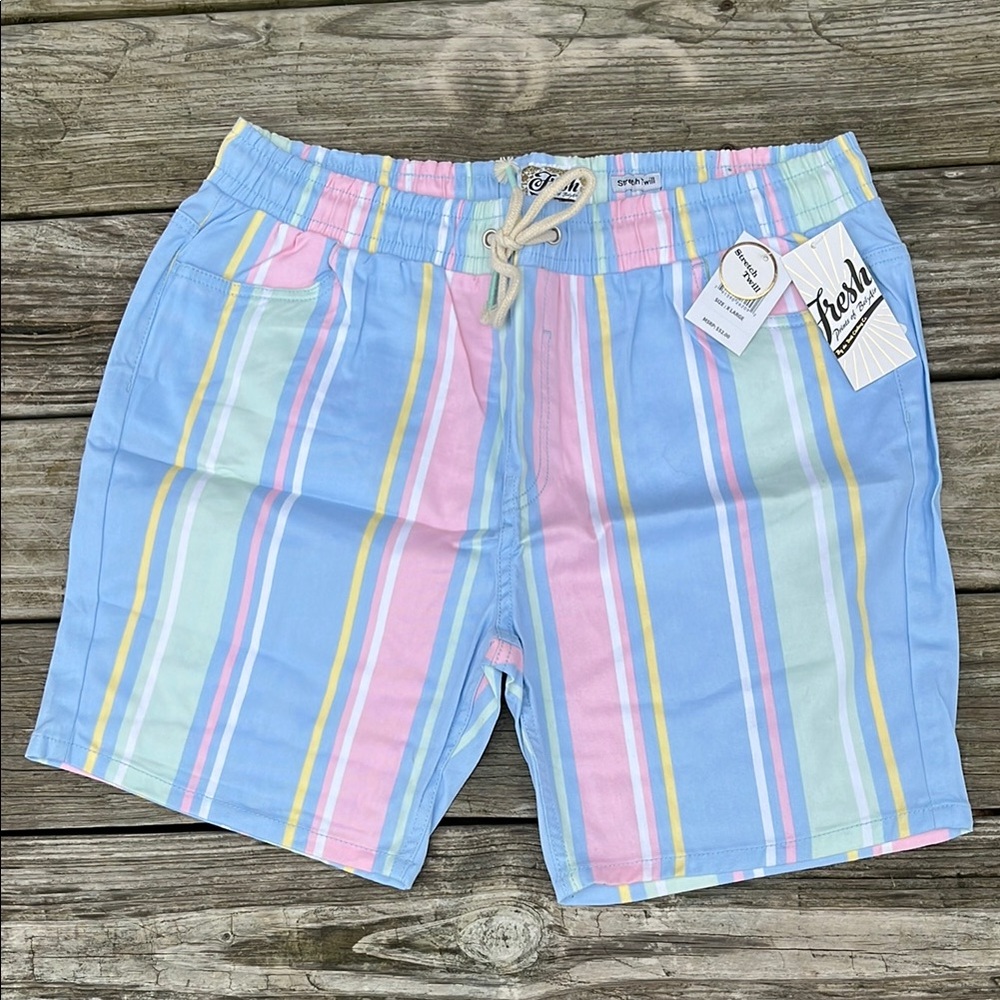 Fresh Multicolor Striped Men's Flat Front Shorts
